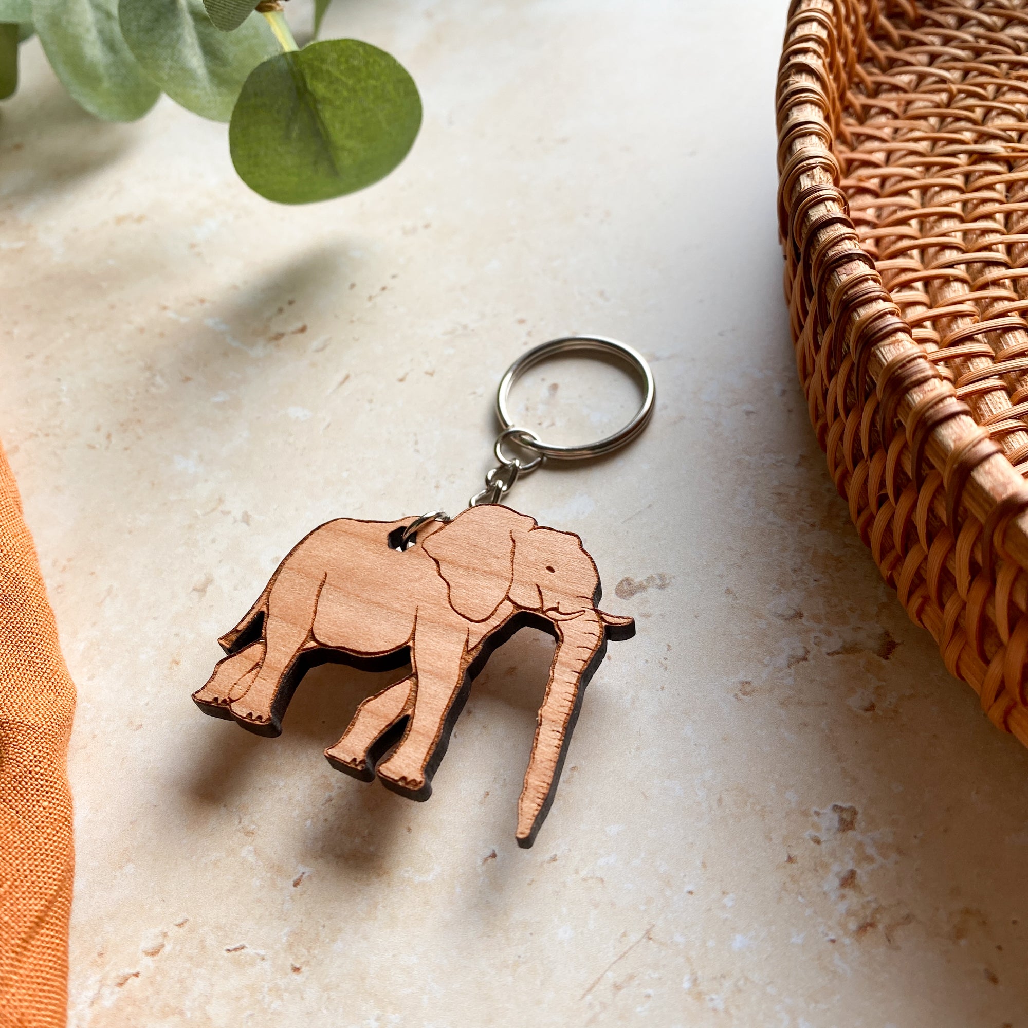 Leather on sale elephant keychain